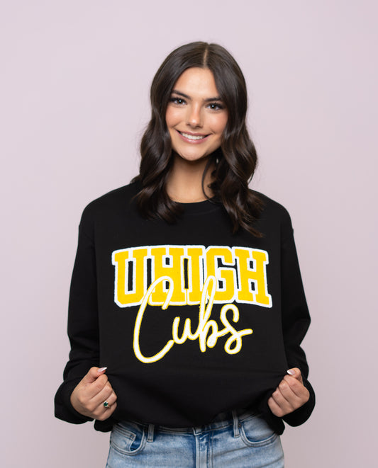 **PRE-ORDER ONLY** University Lab School | UHIGH | Women's Chenille Embroidery Sweatshirt (Black)