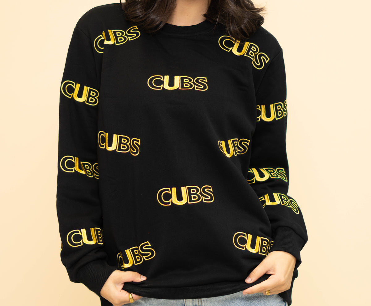 **PRE-ORDER ONLY** University Lab School | Cubs | Women's Embroidered Outline Sweatshirt (Black)