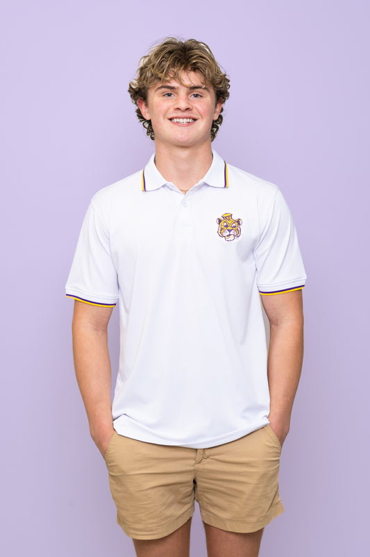 **PRE-ORDER ONLY** LSU Vintage (Licensed) | Men's Polo (White)