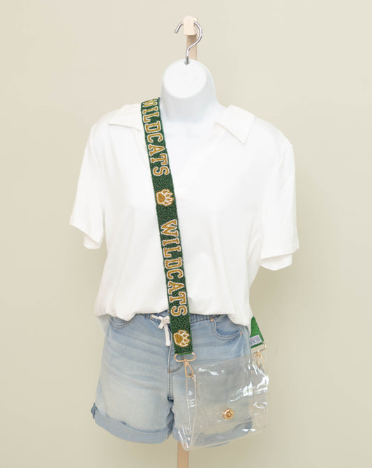 Wildcats | Custom Beaded Purse Strap (Green)