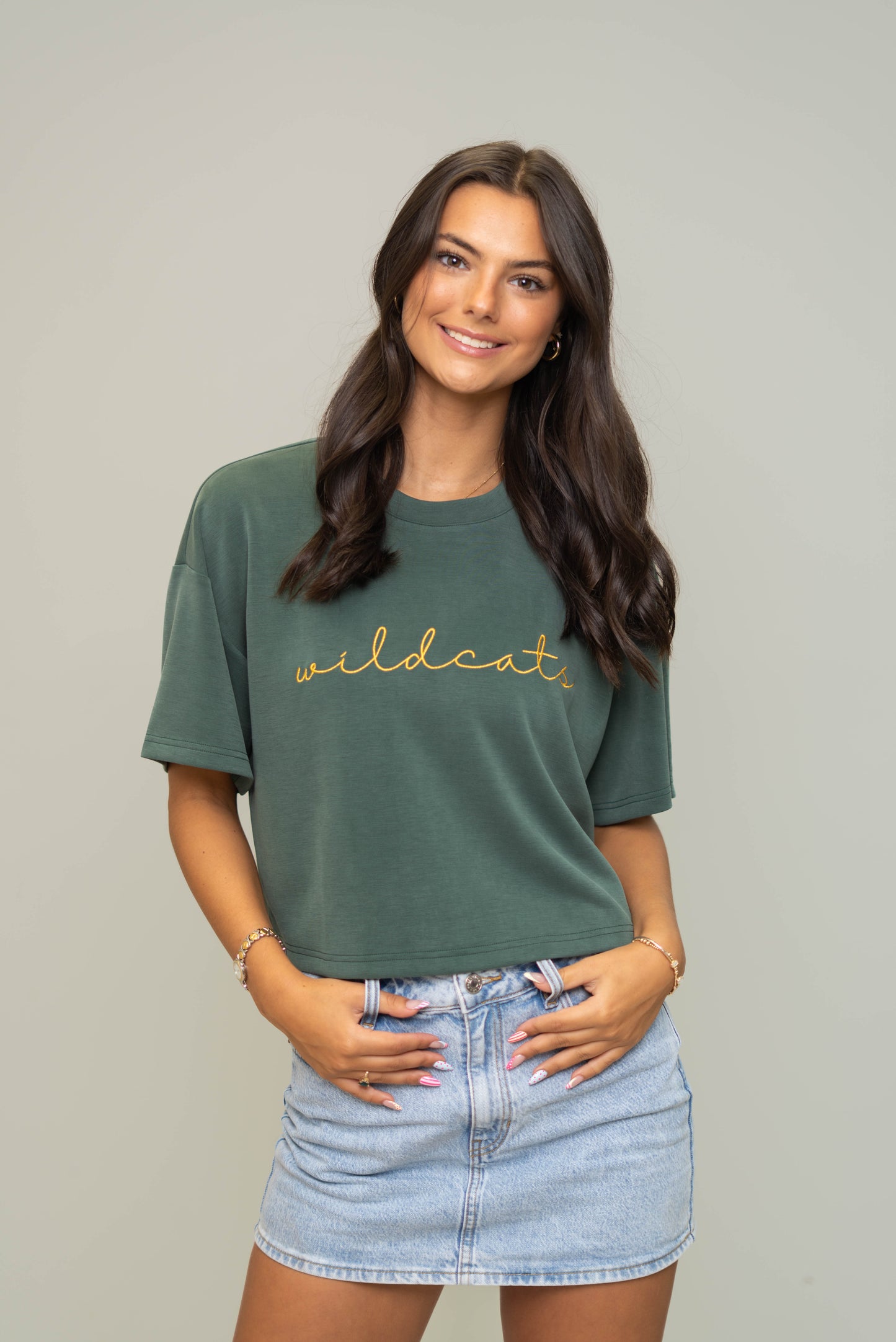 Wildcats | Women's Buttery Soft Crop Tee (Green)
