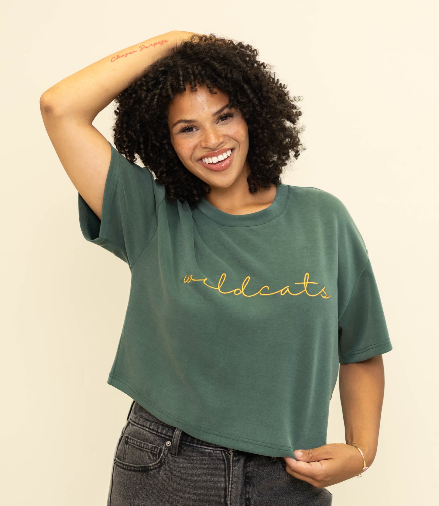 Wildcats | Women's Buttery Soft Crop Tee (Green)