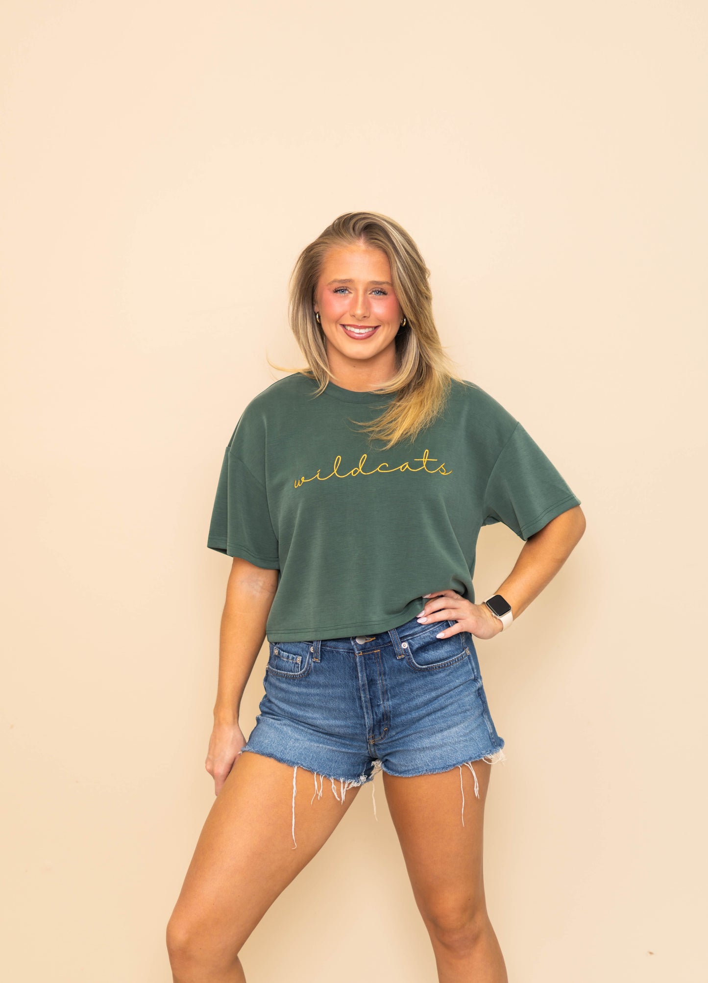 Wildcats | Women's Buttery Soft Crop Tee (Green)