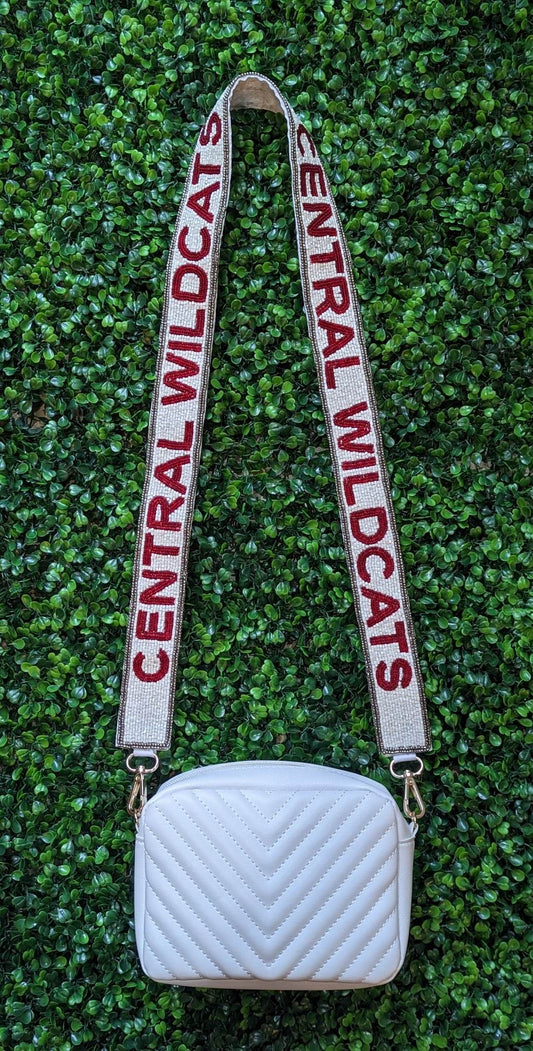 Central Wildcats (White) | Custom Beaded Purse Strap